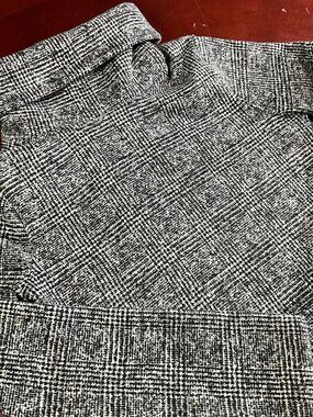 Womens J.Crew Gray Check Fleece Winter Turtleneck WARM Sweater (Small)